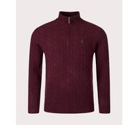 Polo Ralph Lauren Mens Cashmere Blend Quarter Zip Cable Knit Jumper - Colour: 007 Aged Wine Heather - Size: Large
