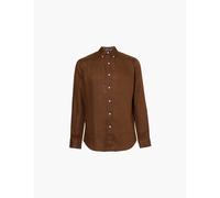 Polo Ralph Lauren Mens Chocolate Mousse Logo-embroidered Regular-fit Linen Shirt L