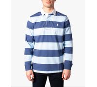 Polo Ralph Lauren Mens Classic Fit The Iconic Striped Rugby Shirt - Colour: 032 Light Navy/Elite Blue - Size: Large