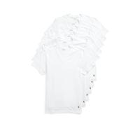 POLO RALPH LAUREN Men's Classic Fit V-Necks, 6 White/Cruise Navy Pp, Medium