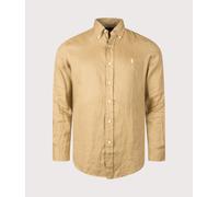 Polo Ralph Lauren Mens Custom Fit Linen Shirt - Colour: 511 Cafe Tan - Size: Medium