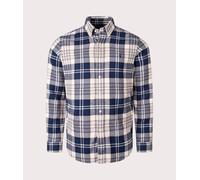 Polo Ralph Lauren Mens Custom Fit Plaid Brushed Flannel Shirt - Colour: 001 6553 Off White/Navy - Size: Large