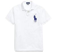 POLO RALPH LAUREN Mens Custom Slim Fit Big Pony Logo Polo Shirt (White (Navy Pony), X-Large)