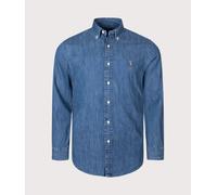 Polo Ralph Lauren for man. 710792043001 Custom Fit denim shirt blue (M), Casual, Cotton, Long sleeve, Navy