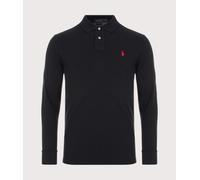 Polo Ralph Lauren Mens Black Long-sleeved Logo-embroidered Custom Slim-fit Cotton-piqué Shirt S