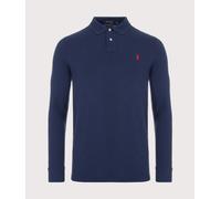 Polo Ralph Lauren Mens Newport Navy Long-sleeved Logo-embroidered Custom Slim-fit Cotton-piqué Shirt S