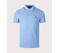 Cotton Pique Polo Shirt in Custom Fit Sea Blue