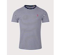 Polo Ralph Lauren Mens Custom Slim Fit Striped Jersey T-Shirt - Colour: 502 Newport Navy/White - Size: XL