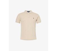 Polo Ralph Lauren Mens Expedition Dune Heather Logo-embroidered Slim-fit Cotton-piqué Shirt L