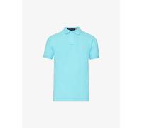 Polo Ralph Lauren Mens French Turquoise Short-sleeved Logo-embroidered Slim-fit Cotton-piqué Shirt M