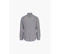 Polo Ralph Lauren Mens Grey/vy Logo-embroidered Check-pattern Stretch-cotton Shirt L