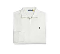 Polo Ralph Lauren Men's Half Zip French Rib Cotton Pullover Sweater, Chic Cream / Green, XL