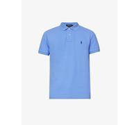 Polo Ralph Lauren Mens Harbor Island Blue Short-sleeved Logo-embroidered Custom-fit Cotton-piqué Shirt S