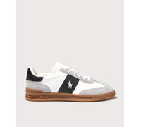 Polo Ralph Lauren Mens Heritage Aera Leather Suede Sneakers - Colour: 002 White/Black/Soft Grey - Size: 10