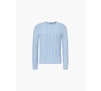 Polo Ralph Lauren Mens Light Chambray Heather Cable-knit Round-neck Cotton, Cashmere and Linen Jumper M