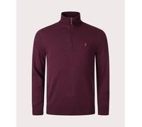 Polo Ralph Lauren Mens Merino Wool Quarter Zip Jumper - Colour: 008 Aged Wine Heather - Size: Medium