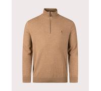 Polo Ralph Lauren Mens Merino Wool Quarter Zip Jumper - Colour: 013 Latte Brown Heather - Size: Medium Medium