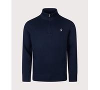 Polo Ralph Lauren Mens Mesh-Knit Cotton Quarter Zip Jumper - Colour: 523 Hunter Navy - Size: Medium