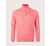 Polo Ralph Lauren Mens Mesh Knit Cotton Quarter Zip Jumper - Colour: 537 Cherry Pink Heather - Size: Large