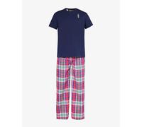 Polo Ralph Lauren Mens Navy/raspberry Blue Logo-embroidered Regular-fit Cotton Pyjama Set Xl