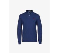 Polo Ralph Lauren Mens Newport Navy Long-sleeved Logo-embroidered Custom Slim-fit Cotton-piqué Polo Shirt S