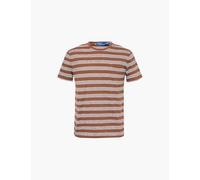 Polo Ralph Lauren Mens Pale Russet/deck White Stripe-print Regular-fit Cotton-jersey T-shirt Xl