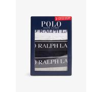 Polo Ralph Lauren Mens Polo Ralph Lauren Branded-Waist Stretch-Cotton Briefs Pack Of Three Wht/Pol Blk/Andvr Htr L