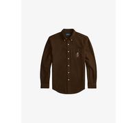 Polo Ralph Lauren Mens Polo Ralph Lauren Brushed Bear-Embroidered Cotton Shirt Cooper Brown S