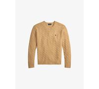Polo Ralph Lauren Mens Polo Ralph Lauren Crewneck Cable-Knit Wool and Cashmere Jumper Camel Melange L