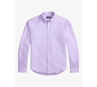 Polo Ralph Lauren Mens Polo Ralph Lauren Custom-Fit Logo-Embroidered Linen Shirt Powder Purple/Cream Pp S