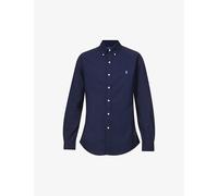 Polo Ralph Lauren Mens Polo Ralph Lauren Long-Sleeved Logo-Embroidered Slim-Fit Stretch Cotton-Poplin Shirt Newport Navy L
