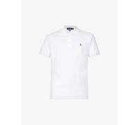 Polo Ralph Lauren Mens Polo Ralph Lauren Short-Sleeved Logo-Embroidered Custom Slim-Fit Cotton-Jersey Polo Shirt White 2XL