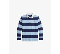 Polo Ralph Lauren Mens Polo Ralph Lauren Striped Logo-Embroidered Cotton Ruby Shirt Powder Blue/Newport Navy XL