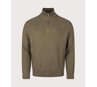 Polo Ralph Lauren Mens Quarter Zip Cotton Mesh Knitted Jumper - Colour: 010 Cargo Olive Heather - Size: XL
