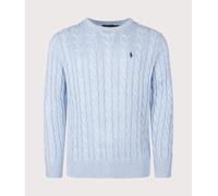 Polo Ralph Lauren Mens Regular Fit Cable Knit Cotton Jumper - Colour: 545 Blue Hyacinth Heather - Size: Medium