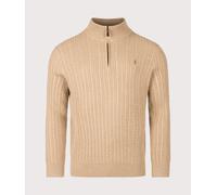 Polo Ralph Lauren Mens Regular Fit Cable Knit Quarter Zip Jumper - Colour: 003 Camel Melange - Size: XL