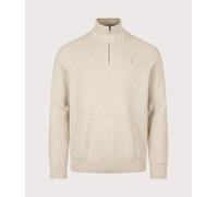Polo Ralph Lauren Mens Regular Fit Quarter Zip Cotton Mesh Knitted Jumper - Colour: 003 Light Walnut Brown Heather - Size: Large