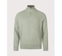 Polo Ralph Lauren Mens Regular Fit Quarter Zip Cotton Mesh Knitted Jumper - Colour: 006 Fern Green Heather - Size: Medium