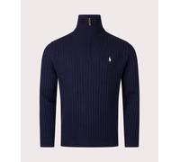 Polo Ralph Lauren Mens Rib Knit Wool Quarter Zip - Colour: 001 Hunter Navy - Size: XL