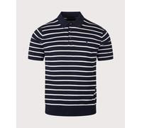 Polo Ralph Lauren Mens Striped Rib-knit Cotton Polo Shirt - Colour: 001 Navy White Combo - Size: Medium