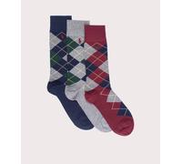Polo Ralph Lauren Mens Three Pack of Argyle Crew Socks - Colour: 003 Wine/Grey Heather/Navy - Size: One Size One Size