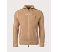 Polo Ralph Lauren Mens Waffle Knit Zip Through Jumper - Colour: 002 Brown Sugar Melange - Size: XL
