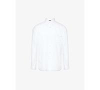 Polo Ralph Lauren Mens White Crosshatch-texture Classic-fit Linen Shirt L