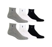 Polo Ralph Lauren Pack of 6 P67 Logo Quarter Socks, Multi colour, 10-13