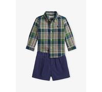 Polo Ralph Lauren Polo Ralph Lauren Baby Boy Checked Logo-Embroidered Two-Piece Cotton Short Set White Navy 3 Months