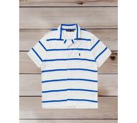 Polo Ralph Lauren Terry Camp Shirt Mens Medium Blue Ombre Painted Stripes Cuban