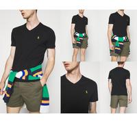 Polo Ralph Lauren V Neck T-shirt Black Shirt Custom Slim Fit Tee Top Gold Pony M