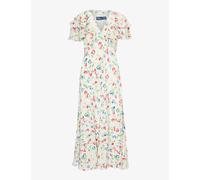 Polo Ralph Lauren Womens 1684 Vintage Daisy Floral-print Frilled-sleeve Silk Midi Dress 8