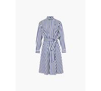 Polo Ralph Lauren Womens 970a Navy/white Striped Tie-waist Cotton-poplin Midi Dress 10
