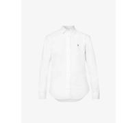 Polo Ralph Lauren Womens Bsr White Brand-embroidered Regular-fit Cotton Shirt 8